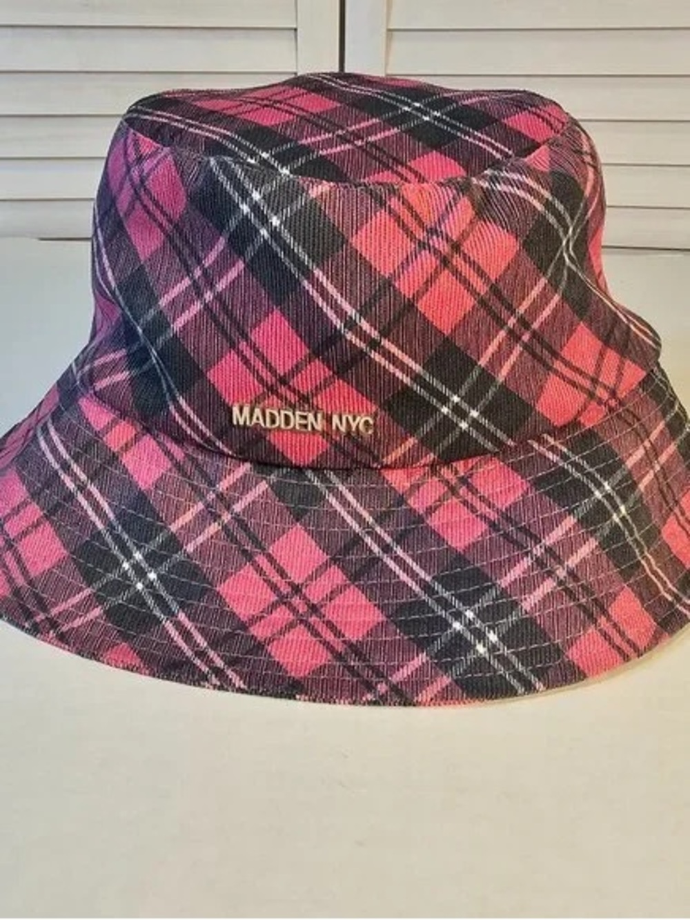 Kids Pink Plaid Bucket Hat